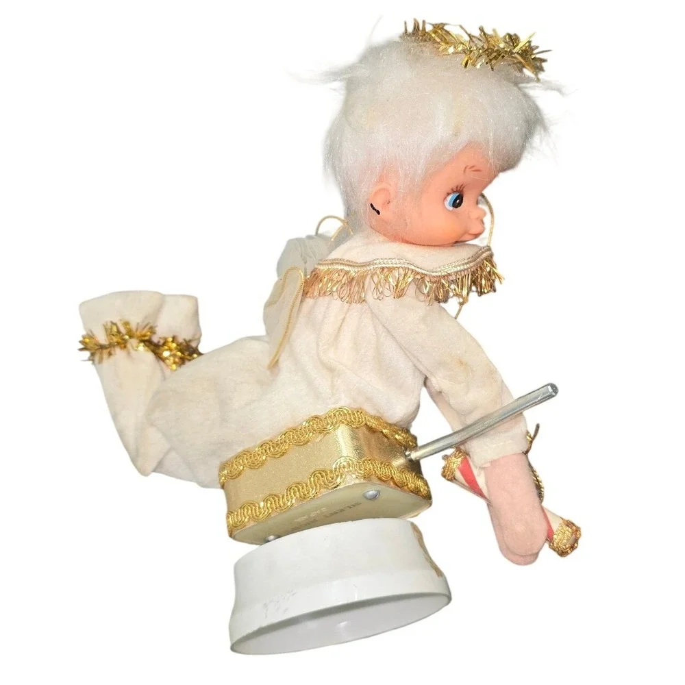 VTG 60s Berman Anderson blonde wind-up‎ christmas tree topper angel silent night